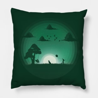 Wonderful World Silhouette Illustration Pillow