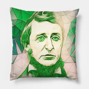 Henry David Thoreau Green Portrait | Henry David Thoreau Artwork 7 Pillow