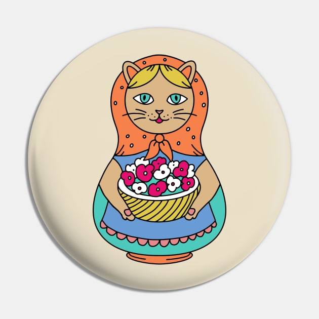 Catryoshka Gardener Cat Matryoshka Pin by okpinsArtDesign