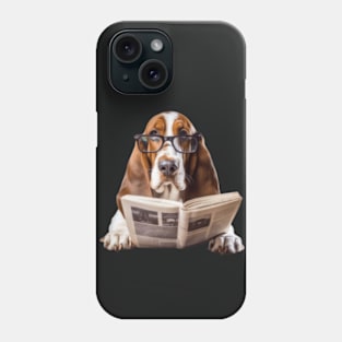 Basset hound dog reading the newspaper Phone Case