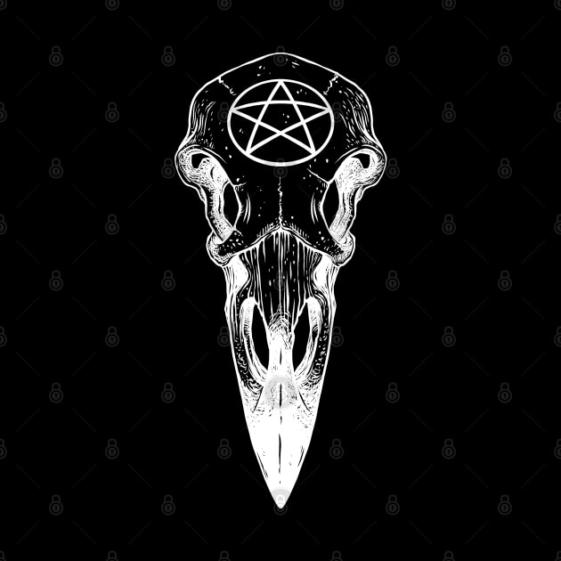 Raven skull. Pentagram by OccultOmaStore