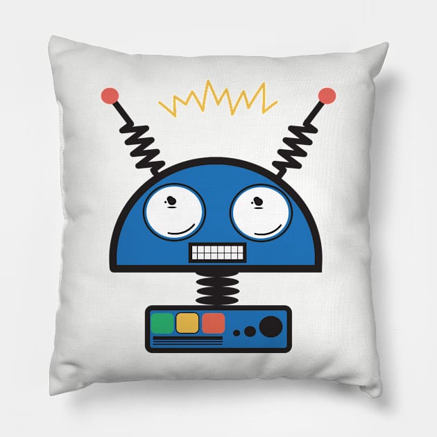 Retro Sci-Fi Fun Pet Robot BoomBoomInk Pillow by BoomBoomInk