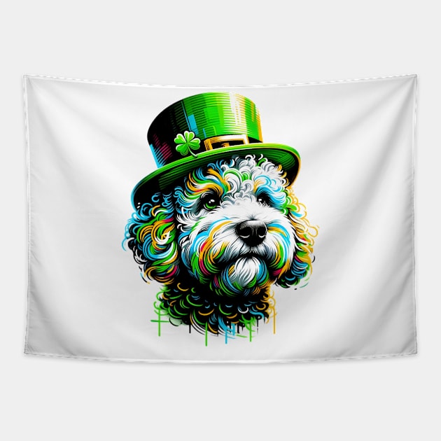 Pumi Embraces St. Patrick's Day Spirit in Graffiti Style Tapestry by ArtRUs