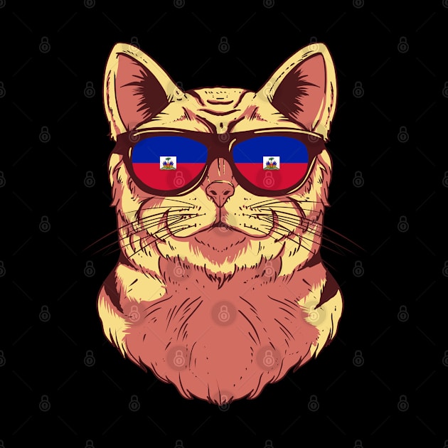 Haiti Flag Haitian Cat Sunglasses Funny Cat Lover by Boneworkshop