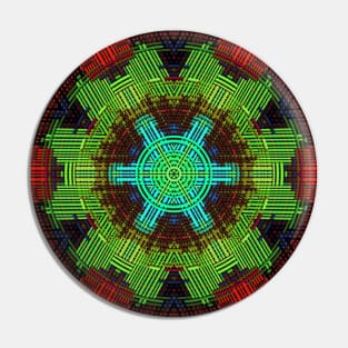 Weave Mandala Green Red and Blue Pin