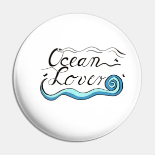 Ocean Lover Hand Lettering Design Pin