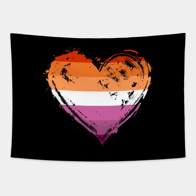 Lesbian Pride Heart Flag Tapestry by BrightGift