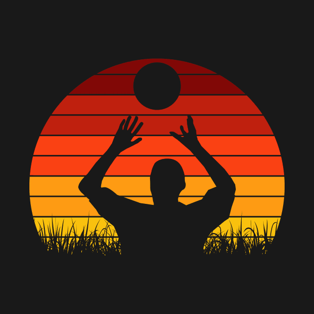 Travel back in time with beach volleyball - Retro Sunsets shirt featuring a player! by Gomqes