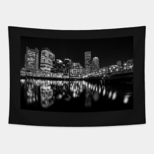 Boston MA Seaport in Black and White Tapestry