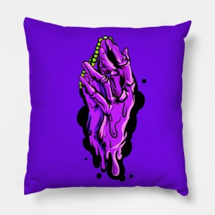 Dope purple praying skulls hands drawing Pillow