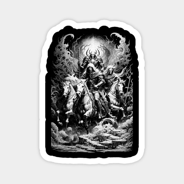 Four Horsemen of the Apocalypse Magnet by lyndsey craven