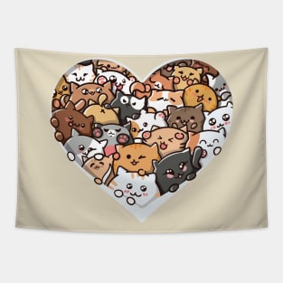 Heart of Whiskers: Kittens Forming a Heart Design Tapestry