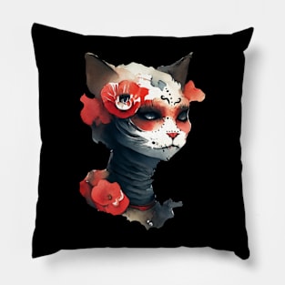 Day Of The Dead Cat Pillow