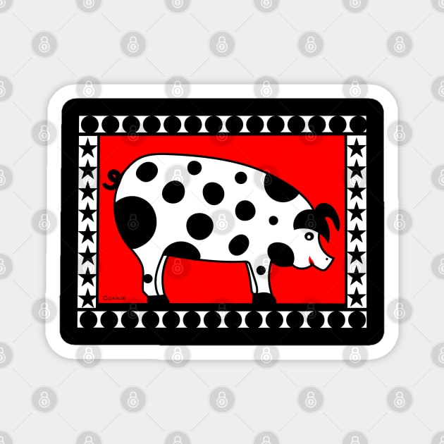 Cute Polka Dot Pig Magnet by Designs by Connie