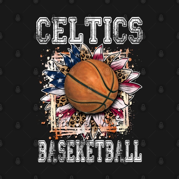 American Flag Personalized Celtics Proud Name Basketball by Irwin Bradtke