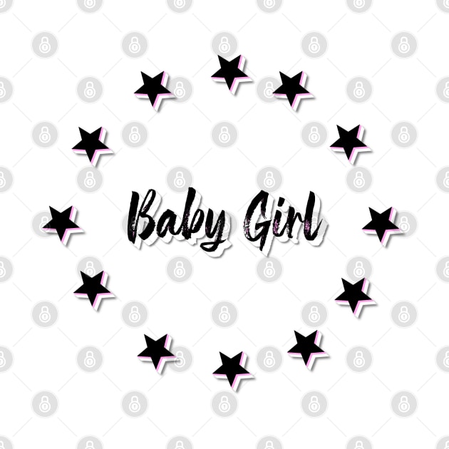 Baby girl sparkle circle with stars - black, rosa, white by emyzingdesignz