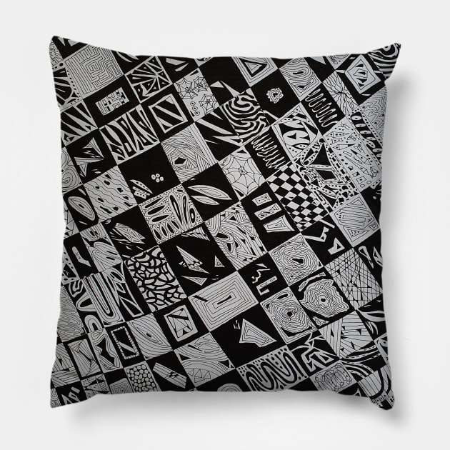 Zentangle Art - Eleven Pillow by The Black Panther