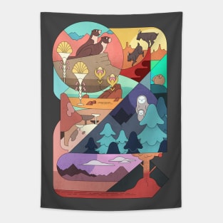 Mountain Illustration Tapestry