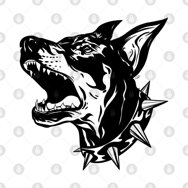 Angry Doberman Dog Blackwork by Hacked By NA