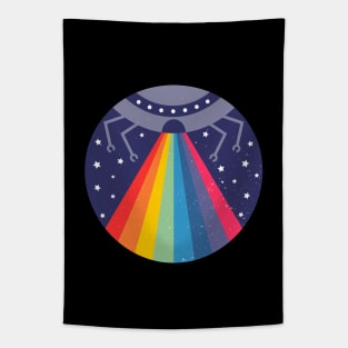 Alien Abduction Rainbow Tapestry