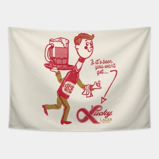 Lucky Retro Defunct Beer Man Tapestry
