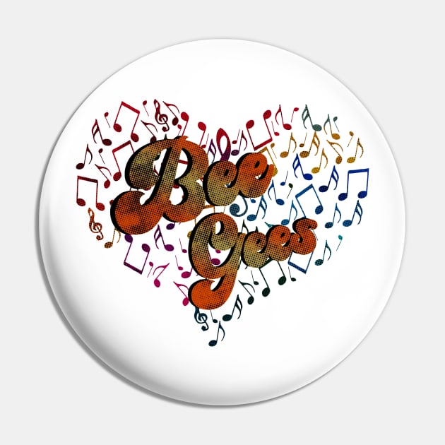 Colorful Heart Tone-Bee Gees Pin by CreatenewARTees