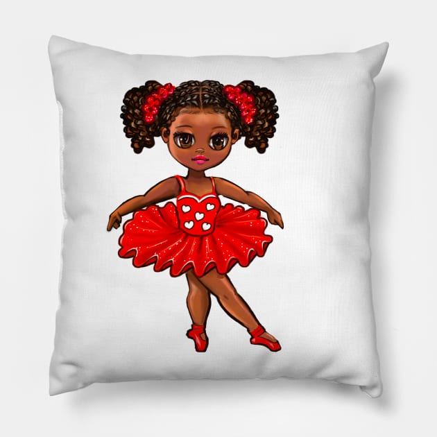 Ballerina Dance African American ballerina in red tutu for girls who love ballet Pillow by Artonmytee