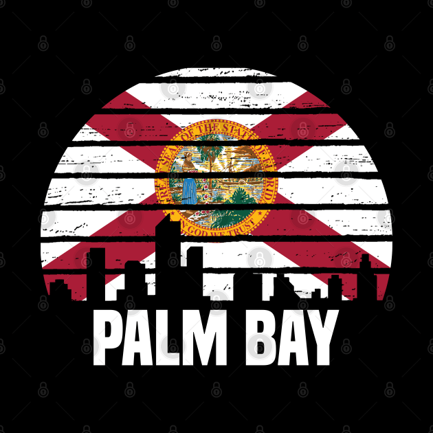 Palm Bay Florida FL Group City Silhouette Flag Gift by jkshirts