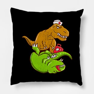 T Rex Performing CPR EMT Nurse Doctor Dinosaur Lover Pillow