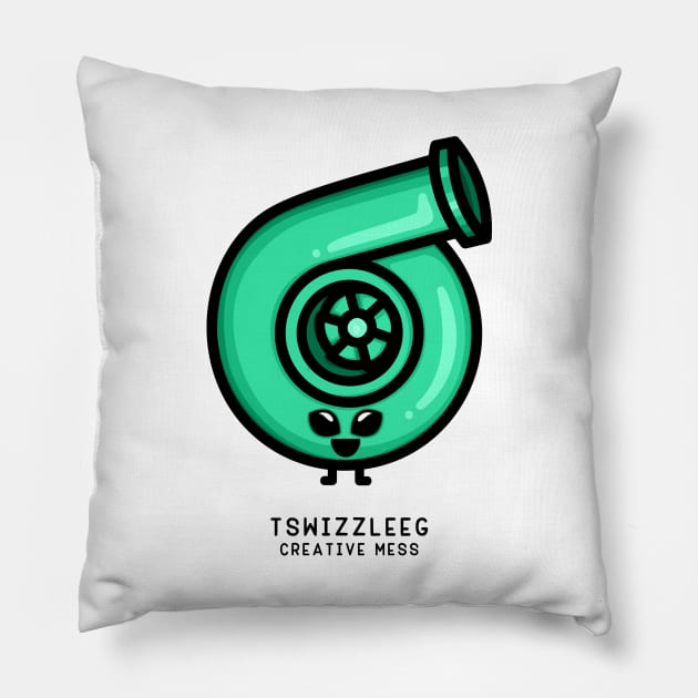 Cutest Turbo - Minty Glow Alien Pillow by hoddynoddy