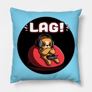 Lag! Cute Funny Cool Gaming Lover Bear Quote Animal Lover Artwork Pillow