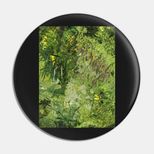 Abstract Green Grass and Flowers Pin