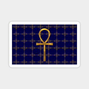 Blue and Gold Egyptian Ankh - Key Of Life Mask Magnet