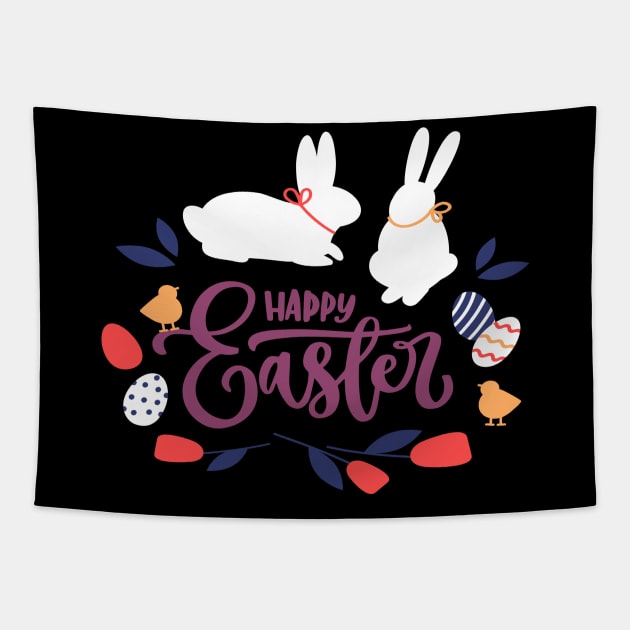 Happy Easter Bunnies Tapestry by GraceFieldPrints