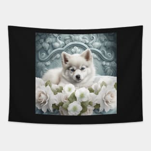 Romantic Pomsky Tapestry