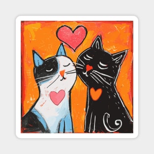 Cat Love 2024 Valentines Day Drawing Magnet