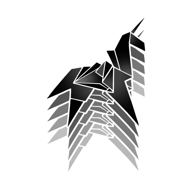 Blade Runner Unicorn Origami (Black Faded) by VanHand