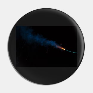 Burning fuse with sparks and blue smoke isolated on black background Pin