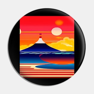 Retro Rising sun Pin