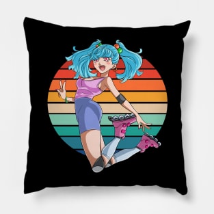 Roller Skate Girl Rollerblades Rollerblading Anime Pillow