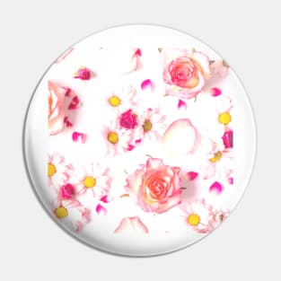 Romantic Watercolor Daisy and Cherry Blossoms - Floral Pattern Pin