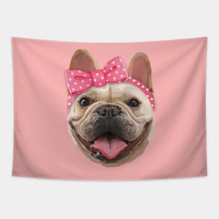 Cute Bulldog with Headband Tapestry