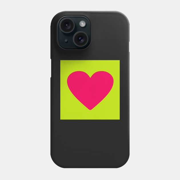 Pink heart on lime green Phone Case by redumbrellashop
