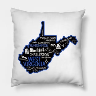 Huntington West Virginia Map Lewisburg Morgantown Pillow