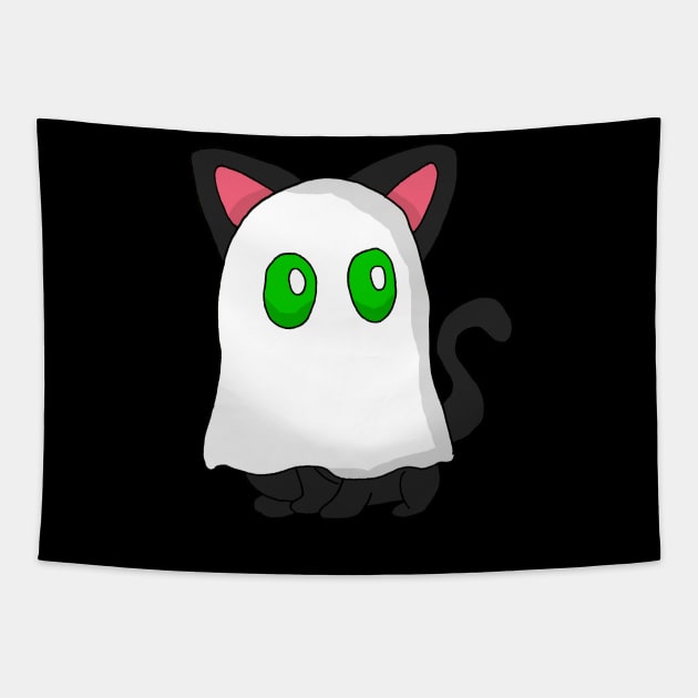Cartoon Ghost Cat Tapestry by deadlydelicatedesigns