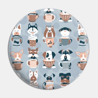 Doggie Coffee and Tea Time 2 // pattern // pastel blue background Pin