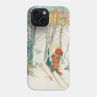 Girl on Skis by Carl Larsson Phone Case