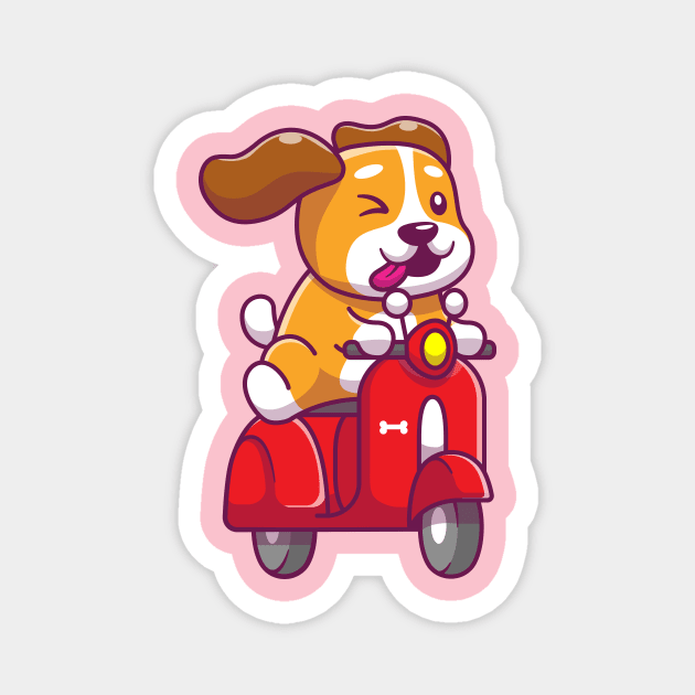 Cute dog ridding scooter Magnet by Catalyst Labs