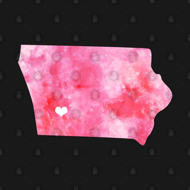 Iowa state watercolor map watercolor Watercolour pink heart by WatercolorFun