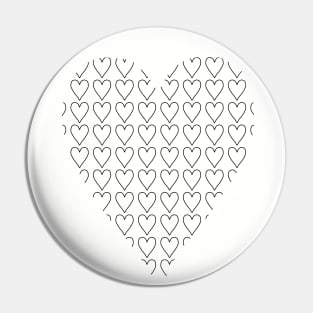 Black Heart Line Full of Love Hearts for Valentines Day Pin